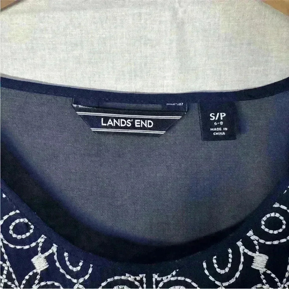 LANDS' END *SMALL 6-8* Navy Blue Beach Swim Cover-Up/Tunic With Embroidery - Picture 9 of 10